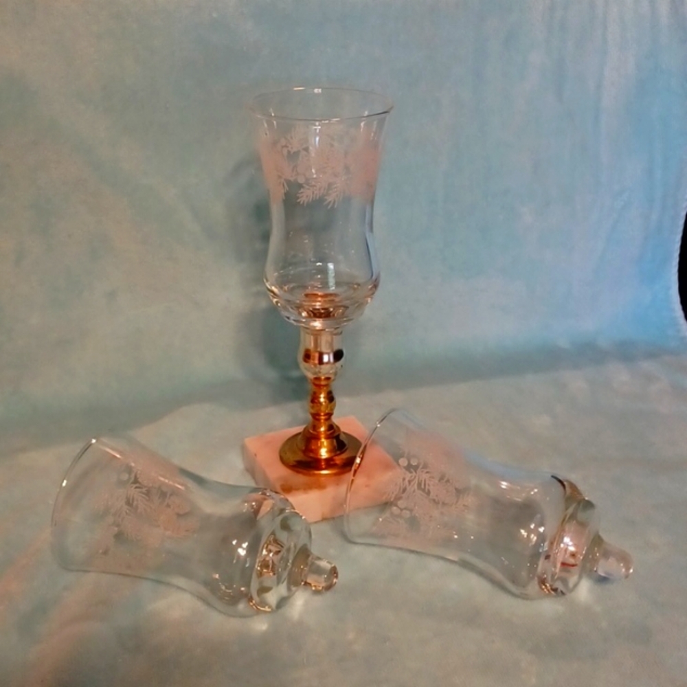 Home Interiors Glass Votive Cups Etched Glass Set Of 3